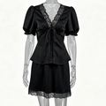 French-style satin lace two-piece set