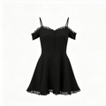 Pure color lace  little black dress