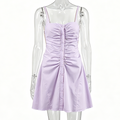 Elegant taro purple pleated cropped slip dress