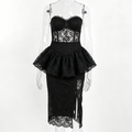 Women Black Lace Corset Party Dress