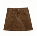 High-waisted Cargo A-line Denim Mini Skort with Matching Belt