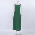 Green Sleeveless Side-Slit Long Dress