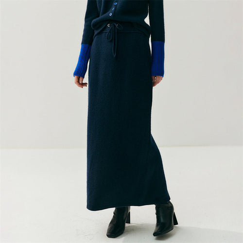 Casual Drawstring Long A-Line Skirt