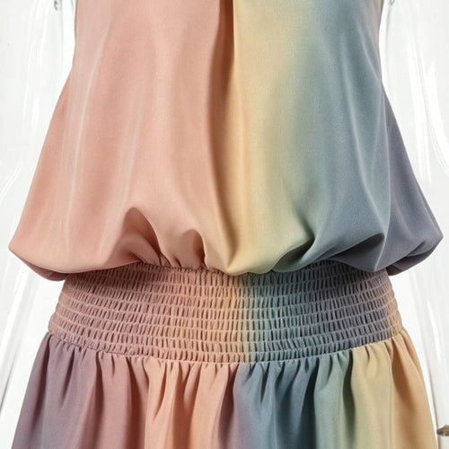 Colorful Ombre Halter Neck Two-Piece Summer Outfit