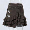 Women Brown Chain Mini Skirt